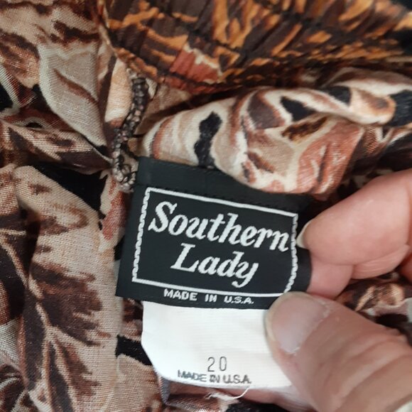 Vintage Southern Lady Size 20 Fall Print, Pleated Elastic Waist Skirt. - Picture 6 of 7